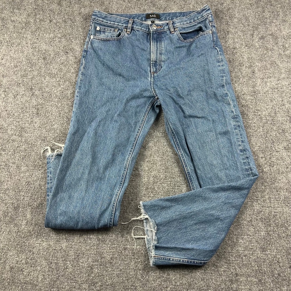 A.P.C. Jean Rudie‎ Jeans Mens 31x28 Blue Straight Leg Raw Hem Denim H09127